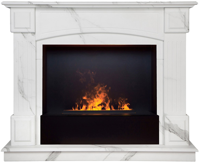 Электрокамин Carolina Marble WT с очагом 3D Cassette 630 Black Panel
