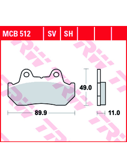 Тормозные колодки передние/задние TRW MCB512 для Honda CB 125/400/450/750/900/1100, CBR 600/1000, NSR 250/400, CX 500/650, VF 500/700/750/100/1100, GL 500/1100/1200/1500