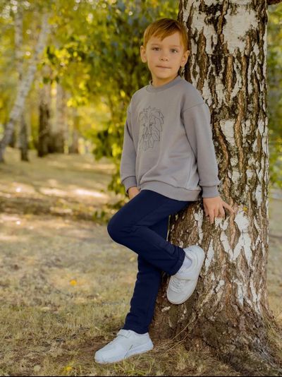 Брюки с подворотами синие