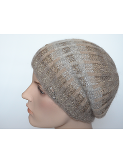 Ореховый женский берет из мохера и альпака Vizio Италия 6916