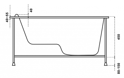 Акриловая Ванна Bas РИО 105х70 с сиденьем, с каркасом