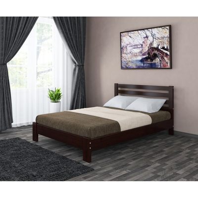 Кровать "Вероника" орех тёмный с ламелями из массива сосны (Браво мебель)