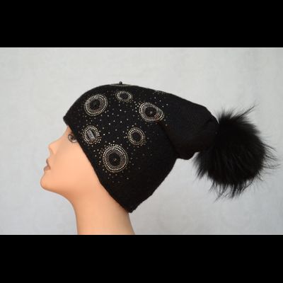 Итальянская модная шапка с украшениями Vizio 6177 черная