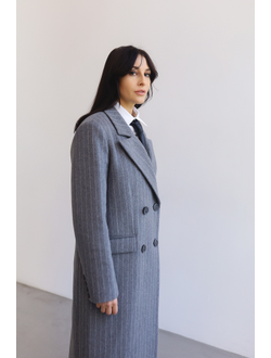 Пальто шерстяное в полоску