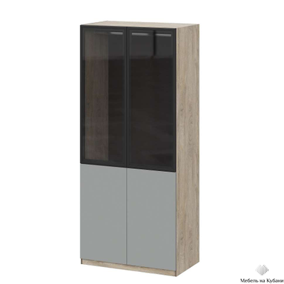 Этна шкаф Ш 57*100 Дуб эндгрей/Софт грей со стеклом