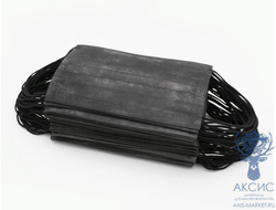 Маска 3-х слойная, Черная, SMS, пакет, Россия, 50шт