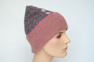 Итальянская шапка с отворотом розовая женская Визио 8076