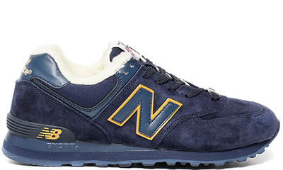 New Balance 574 Blue Yellow с мехом