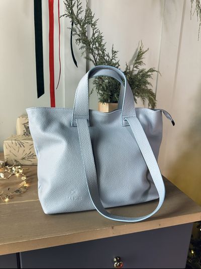 Женская сумка шоппер из натуральной кожи Vera Pelle цвет голубой. Арт. 022033