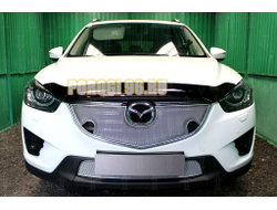 Защита радиатора Mazda CX-5 2015-2017 3D chrome с парктроником верх PREMIUM