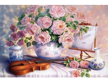 Розы и скрипка АЖ-1250 (алмазная вышивка) mc