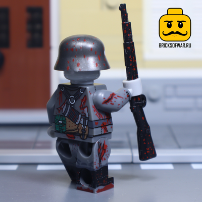 Конструктор фигурка Зомби немецкий солдат с винтовкой, совместим с Лего