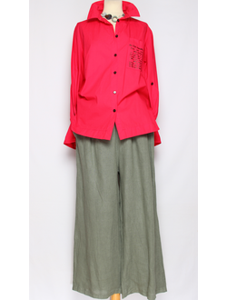 РУБАШКА ХЛОПОК "ТЕКСТЫ" фуксия 48-58