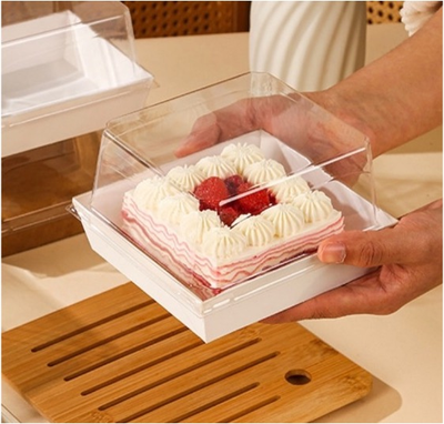 "Бенто-бокс" Коробка для торта Бенто прозр. (прозр. купол/белая), 13,5*12,5*8,5см