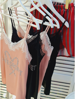 Майка и шорты Виктория Сикрет черно-розовая полоска