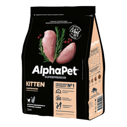 AlphaPet (АльфаПет) Superpremium сухой корм для котят, беременных и кормящих кошек с цыпленком, 400 г
