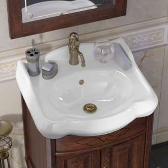 ТУМБА С РАКОВИНОЙ ЛОРЕНЦО 60 СВЕТЛЫЙ ОРЕХ