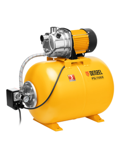 Насосная станция PSL1100X, 1100 Вт, 3600 л/ч, ресивер 50 л, подъем 45 м, нержавейка Denzel