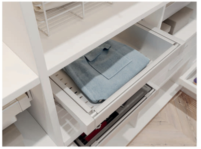 Корзина для белья белая перфорированная,с доводчиком, полного выдвижения WG-KOSZM...-10  GTV *