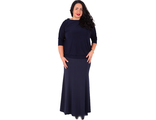 Длинная теплая юбка БОЛЬШОГО размера Арт. 041302 (Цвет темно синий) Размеры 52-80
