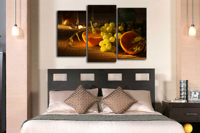 Модульная картина "Виноград с апельсином"