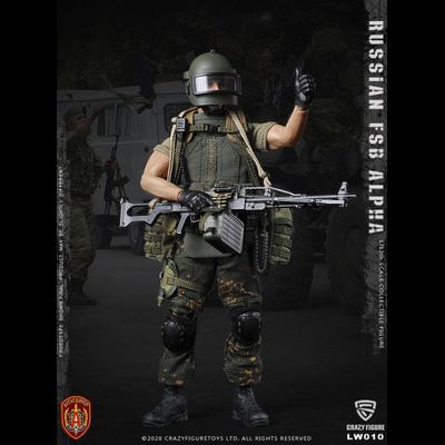 Спецназ Альфа с пулеметом - Коллекционная фигурка 1/12 scale Russian Alpha Special Forces Machine Gunner (LW010) - Crazy Figure