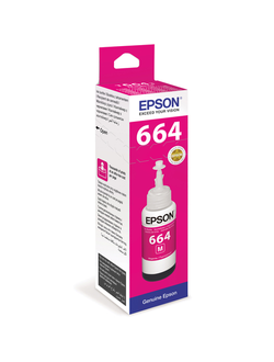 Чернила EPSON (C13T66434A) для СНПЧ EpsonL100/L110/L200/L210/L300/L456/L550, пурпурные, оригинальные