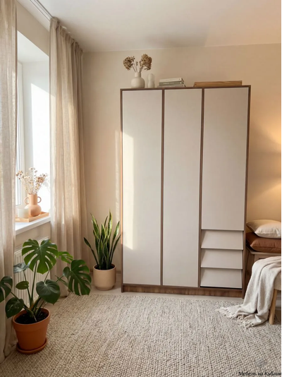 Ева шкаф 3-х створчатый Крафт табачный/Кашемир