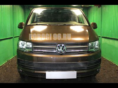 Защита радиатора Volkswagen T6 (Multivan,Caravelle) 2015- (2 части) black низ