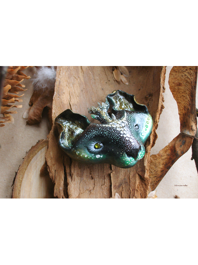 &quot;КотоВолк (Котовий ЛосеВолк) из рода котов-единорогов&quot; - брошь в лесном стиле