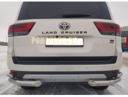 Защита заднего бампера уголки двойные d76/42 для Toyota Land Cruiser 300 GR Sport 2021-