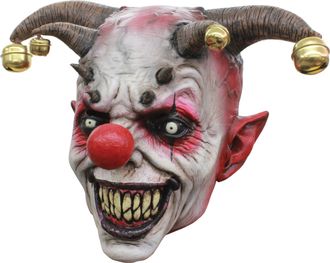 страшная маска, из латекса, латексная, силиконовая, клоун, ужасный, бубенцы, клыки, на голову, scary