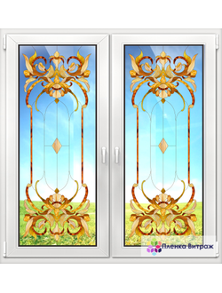 Витражная пленка, витражная пленка самоклеющаяся, пленочный витраж с классическим рисунком
