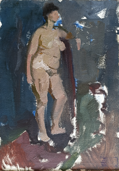 "Натюрморт, Бюст" картон масло Акимов А.А. 1970-е годы