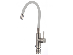 SUS6002-04  Смеситель для кухонной мойки с гибким цветным изливом, сатин + серый, SAVOL *