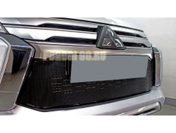 Защита радиатора Mitsubishi Pajero Sport 2021- black верх PREMIUM (4 части)