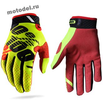 Мото перчатки 100% Air Dirt,  зелёно-красные (мотоперчатки)