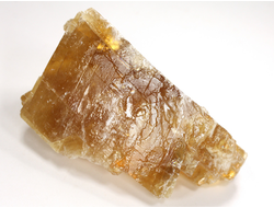 Кальцит медовый, исландский шпат, скол по спайности, Россия (74*54*42 мм, 141 г) №38063