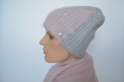 Vizio шапка 1641 CY розовая с серым