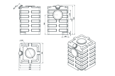 размеры емкости для воды на 600 литров