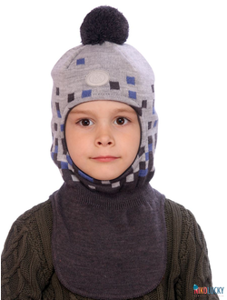 Шапка-шлем   21101-07, цвет темно-серый, серый р. 50-52