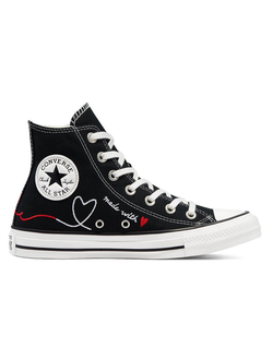 Converse All Star Valentines Day черные высокие с вышивкой 171158C