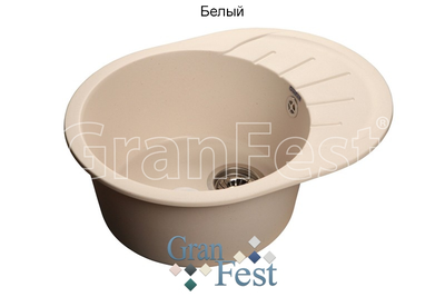 Мойка гранитная Granfest Rondo GF-R580L 450x580мм песочная, с сифоном Ани
