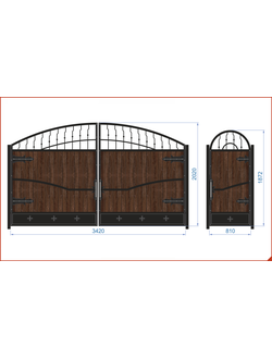 Кованые ворота с калиткой 009
