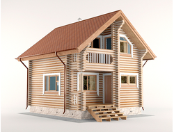 Дом-баня из бревна ДБ-02, площадь 60 м2