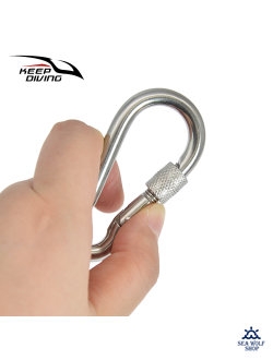 Карабин 7см из нерж стали 304 с фиксатором