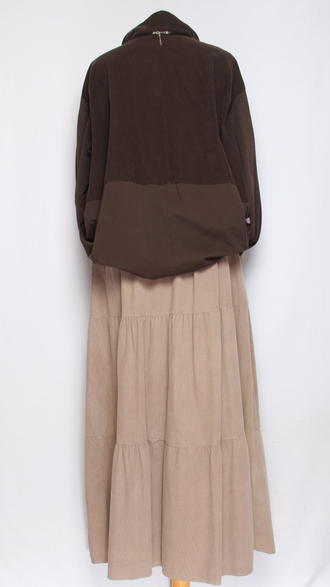 ЮБКА Бохо  "Вельвет ярусы"  бежевая, хаки до р.54