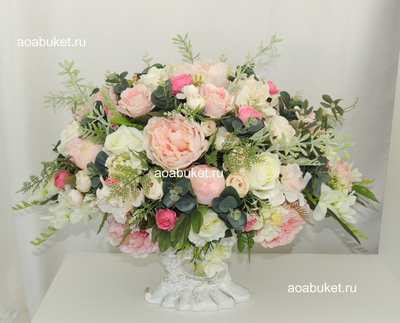 Композиция из искусственных цветов в греческой вазе Ариана № КВВ004/Купить на сайте для украшения