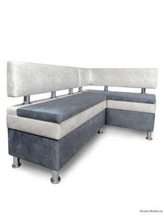 Кухонный угловой диван "Форум-4", Серый/Слоновая кость Правый