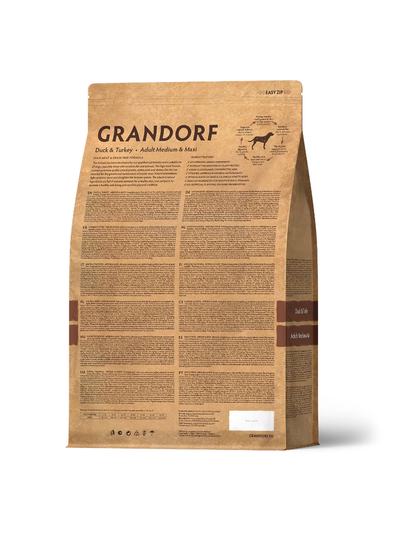 Grandorf (Грандорф): сухой беззерновой корм для собак, Утка с индейкой, 10 кг